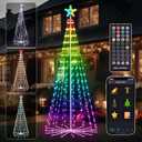 FANCILLUMA 6 FT 265 LED Outdoor Smart Christmas Cone Tree Lights RGB Color Changing, DIY Multicolor Lightshow, APP & Remote Control, Music Sync Timer Waterproof Outdoor Christmas Decoration s