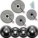 5304430149 5304430150 Porcelain Drip Pan Set & MP22YA Electric Range Burner Element Unit Set Replaces 318067041 318067051 by Cenipar-Compatible with Frigidaire Kenmore Crosley Range Oven/Stove