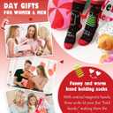 Valentine's Day Magnetic Holding Hands Socks for Women Men, Funny Red Heart Couple Socks, Novelty Valentines Gifts for Her Him Boyfriend Girlfriend Anniversary