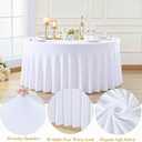 10 Pack White Round Spandex Tablecloths for 60in Tables, 120 Inch Stretch Fitted Table Skirts, Wrinkle-Free Washable Polyester Covers for Wedding, Banquet & Party, 10 pcs