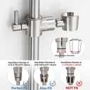 Shower Slide Bar Adjustable Handheld Shower Head Holder Wall Mount - 15inch All-Metal Shower Head Slide Bar Compatible with Bathroom Drill Free Glue Installation - Brushed