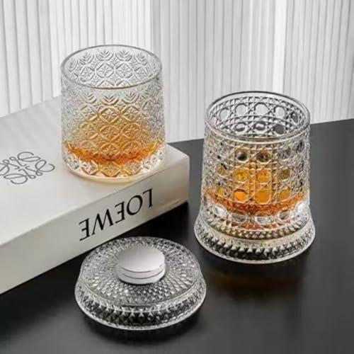 TarnorLer Rotating Whiskey Cup With Led Lamp Holder Suitable For Bourbon Whiskey, Scotch Whiskey Cocktails Unique Gift For Men'S Dad And Husband Bartenders Cool Bar Accessory For Home Bars