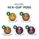 Starbucks K-Cup Coffee Pods, Starbucks Blonde, Medium and Dark Roast Hot or Iced Coffee, Variety Pack, 40 Keurig Pods (EXP 02/03/27)