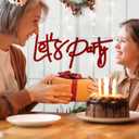 2 x Let's Party Sign for Balloon Arch - Large Felt Letters Reusable for Party Sign, Birthday Party, Graduation, Wedding, Bachelorette, Christmas, Home Bar, Man Cave Wall Decor - Red, 4mm Thick