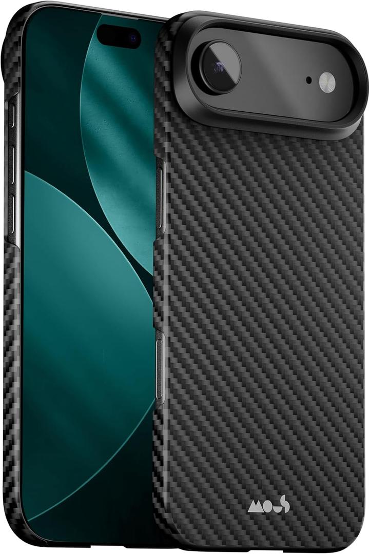 Mous for iPhone Air Case Slim, Compatible with MagSafe - Super Thin - Magnetic Phone Cover Compatible with iPhone 17 Air, Carbon Fibre, Black