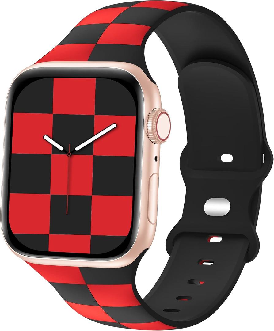 8 x Checkered Bands Compatible with Apple Watch Band 38mm 40mm 41mm 42mm 44mm 45mm 46mm 49mm, Designer Luxury Soft Silicone Sport Strap for iWatch Series 11 10 9 8 7 6 5 4 3 SE Ultra -Women Men