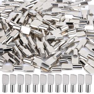 FANDAMEI 100 PCS Shelf Pins, Metal Nickel Support Pegs, Shelf Support Pegs, 5mm Shelf Pins, Spoon Shaped Cabinet Support Pins Holder (5mm)