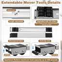 Zonon 2 Sets Appliance Rollers with Furniture Lifter, Heavy Duty Extendable Sliders with 24 Roller Brakes, Holds Up to 660 lb for Washers Dryers, Furniture Moving Tools(Silver,18 to 28 Inches)