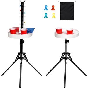 2 Sets Cornhole Scoreboard with Drink Holders, Adjustable Foldable Tripod Stand with Magnetic Markers for Backyard, Outdoor Games