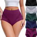 Women's Cotton High Waisted Underwear Comfort Panties 5 Pack Briefs, 2XL