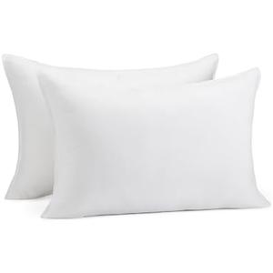 Amazon Basics Down Alternative Pillows, Soft Density for Stomach and Back Sleepers, Queen - Pack of 2, White, 30 in L x 20 in W
