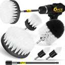 Holikme 6Pack Drill Brush Power Scrubber Cleaning Brush Extended Long Attachment Set All Purpose Drill Scrub Brushes Kit for Grout, Floor, Tub, Shower, Tile, Bathroom and Kitchen Surface White