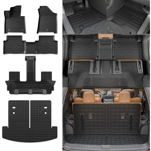 Rongtaod Floor Mats Compatible with 2024 2025 Hyundai Santa Fe 6&7 Seats Fuel NO Hybrid Trunk Mat Cargo Mat Cargo Liner All Weather Santa Fe Accessories (Trunk Mat with Backrest Mat+Floor Mats)