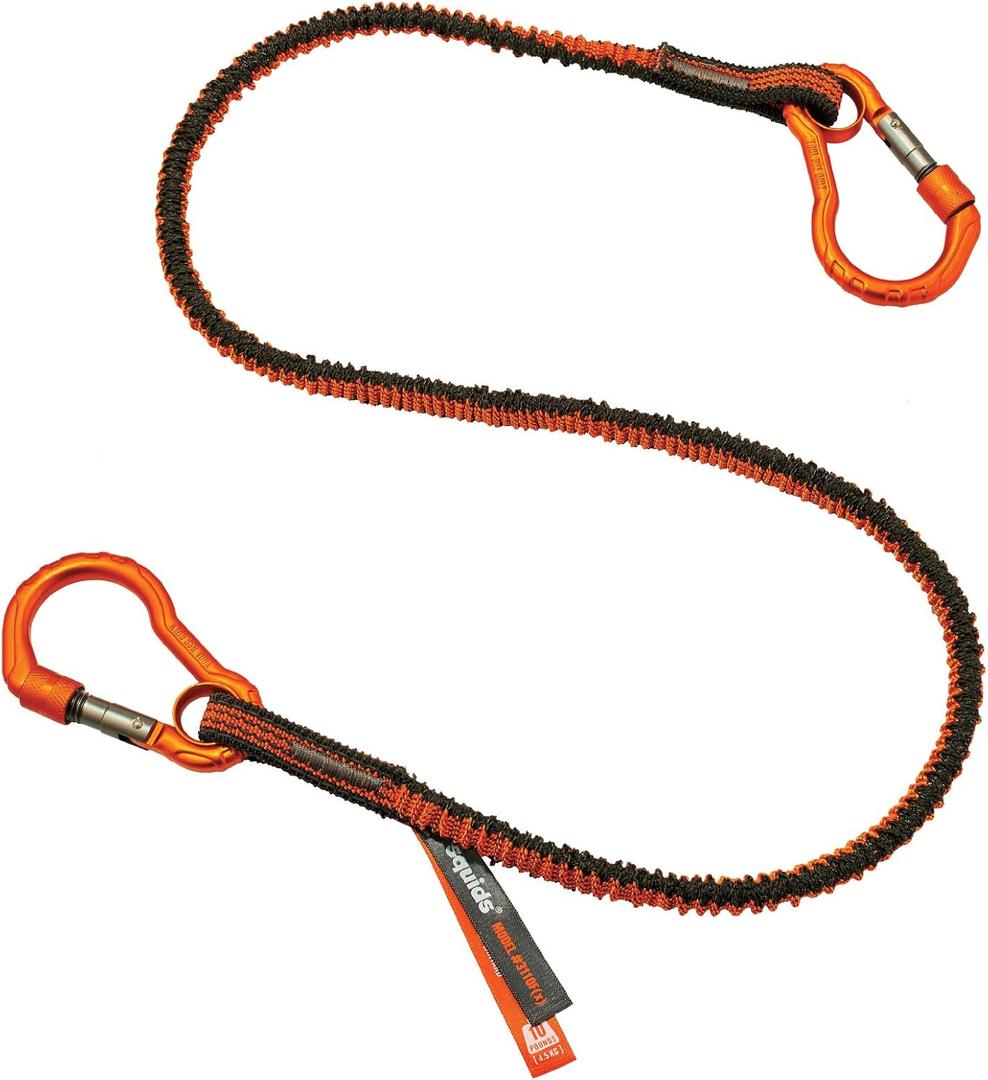 Ergodyne - 19822 Shock Absorbing Tool Lanyard with Two Self-Locking Carabiners, Tool Weight Capacity 10lbs, Squids 3110, Gray, Standard (3110F(x)) Ergodyne - 19822 Shock Absorbing Tool Lanyard with Two Self-Locking Carabiners, Tool Weight Capacity 10lbs, Squids 3110, Gray, Standard (3110F(x))