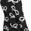 Astylish Womens Open Front Knit Cardigan Sweaters Button Down Bow Printed Outwear Coat with Pockets (M)