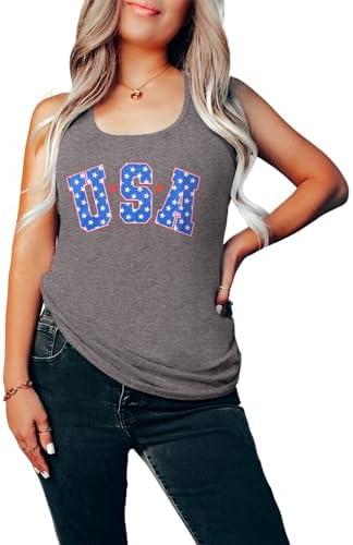 GLIGLITTR USA Tank Tops for Women 4th of July Patriotic Sleeveless Shirt American Flag Stars Print Summer Vest Tops XXL