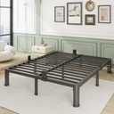 10 inch Queen Size Metal Bed Frame with Round Corner Legs,Headboard Holes,Heavy Duty Steel Slat Support Platform Queen Bed, Mattress Retainer, No Box Spring Needed, Easy Assembly, Squeak Resistant