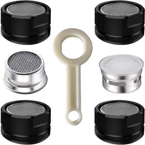 4PCS 2.2 GPM Faucet Aerator, 2 Pack Aeration Filter Replacement Parts With Brass Housing 15/16 Inch 24mm Male Thread Aerator Faucet Filter With Gasket For Kitchen And Bathroom (Black)