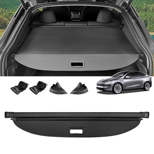 VEENJOY Cargo Cover for Tesla Model Y Juniper 2025 2026 (Fit 5-Seaters) Accessories Retractable Trunk Cover Security Shielding Shade Cargo Luggage Cover Trunk Privacy Protection (Carbon Fiber Texture)