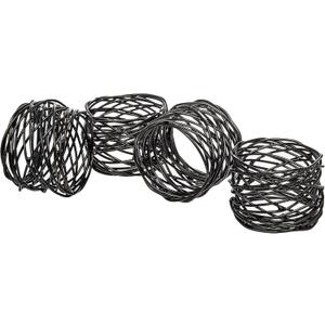 Godinger Napkin Ring, Wedding Decor, Table Decor, Black Nest, Set of 4