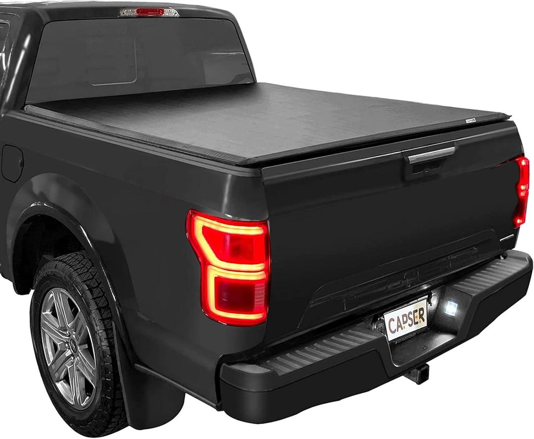 CAPSER F150 5.5 FT Soft Tri Fold Tonneau Cover Compatible with 2015-2025 Ford F150 67Inch Truck Bed(incl.F150 Lightning)