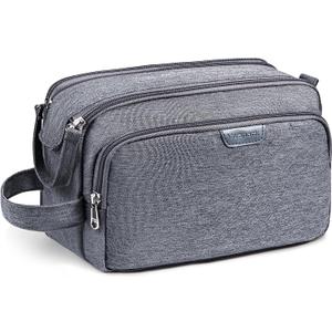 Vorspack Large Travel Toiletry Bag - Water Resistant Travel Bag for Toiletries, Cosmetics, Accessories, Gifts for Men - Grey