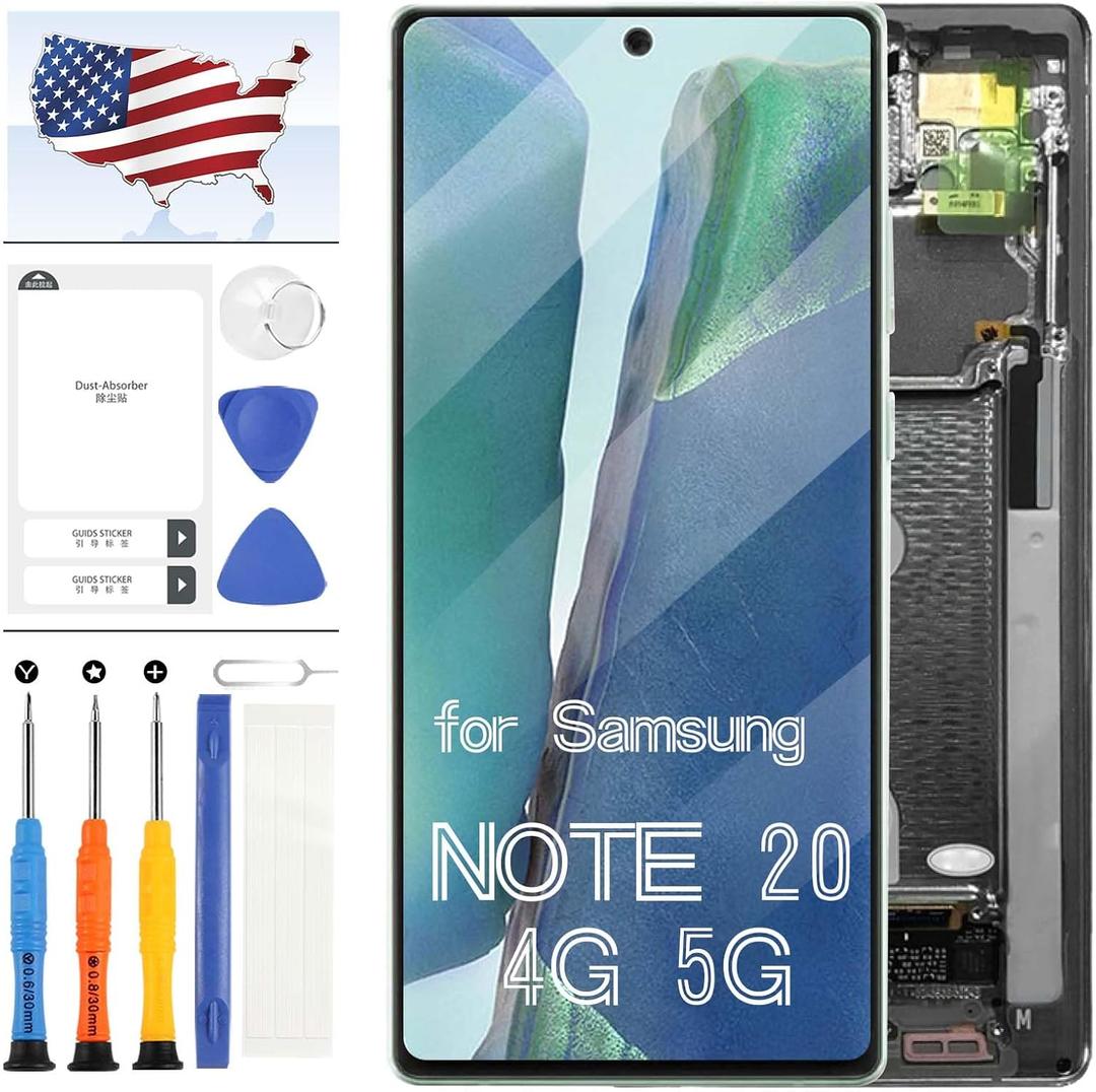 OLED for Samsung Galaxy Note 20 4G 5G N980 Screen Replacement for Samsung N980 N981B N981U N981U1 N9810 LCD Display Touch Screen Replacement Digitizer Glass Assembly with Tool (Black with Frame)