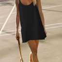 Nirovien Womens Tennis Dress Workout Mini Dress with Shorts Sleeveless Spaghetti Straps Golf Athletic Dresses, XS