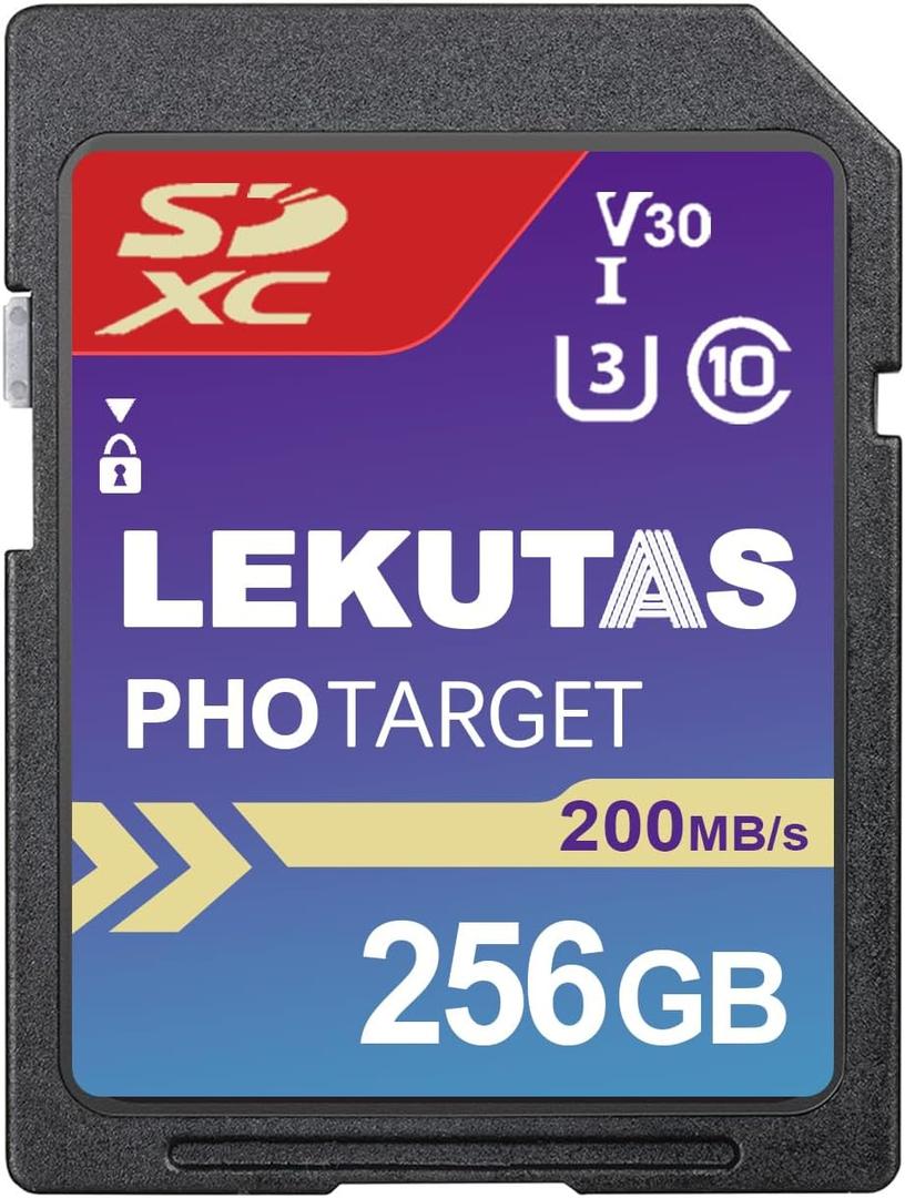 256GB SDXC UHS-I Memory Card - Up to 200MB/s Read Speed, C10, U3, V30, 4K UHD, Full-HD & 4K Video SD Card for Canon Nikon Sony Fujifilm DSLR, Mirrorless Cameras