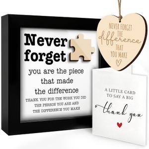 Thank You Appreciation Gift for Teacher Boss Leader Coworker, Never Forget the Difference You Make, Plaque Ornament Card Gifts Men Women, Office Desk Decor for Christmas Retirement Farewell Going Away HF395 (4.7L" x 4.7W")