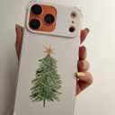 Watercolor Christmas Tree Phone Case Compatible with iPhone 17 Pro Max, Aesthetic Christmas Phone Case for iPhone 17 Pro Max