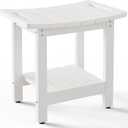HIPS Shower Benches for Inside Shower, Shower Stool with Space-Efficient Storage Shelf, Waterproof Shower Chair Seat for Spa Bathroom, White
