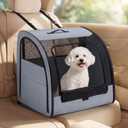 Dog Car Crate, Enclosed Foldable Cat Car Seat Carrier, 20x19x19.5in, Gray