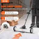 VEVOR 24-Inch Magnetic Sweeper with Wheels, 50 lbs Capacity, with Telescoping Magnetic Pickup Tool, Adjustable Handle, Magnetic Pickup Sweeper to Pick Up Nails and Screws, for Workshop, Garage, Yard