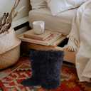 Forfoot Slipper Boots, Cozy Indoor Booties for Women Fluffy Comfortable House Shoes Fuzzy Anti-Slip Boots Winter (Black)