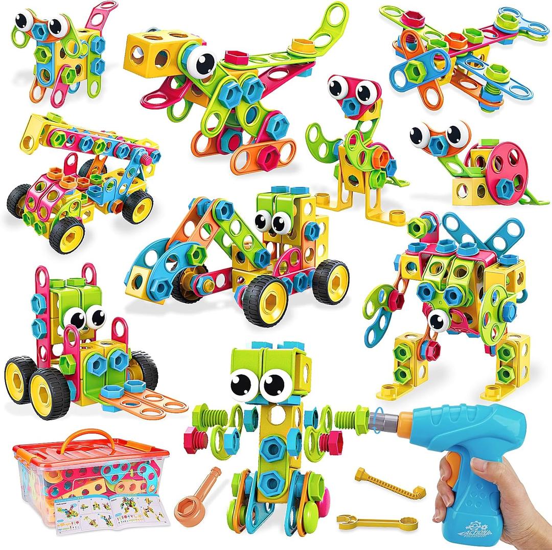199PCS Building Blocks STEM Toys for 3 4 5 6 7 8+ Year Old Boy Girl Birthday Gifts Preschool Educational Building Toys for Kids Ages 3-5 4-8 5-7 6-8 Erector Sets Stem Kits Activities Creative Games