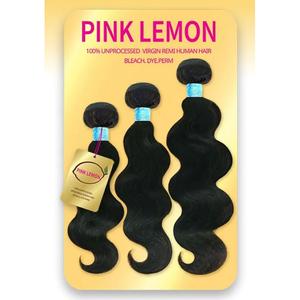 Pink Lemon Virgin Human Hair Weave 3 Bundles Body Wave (NATURAL, 14"16"18")