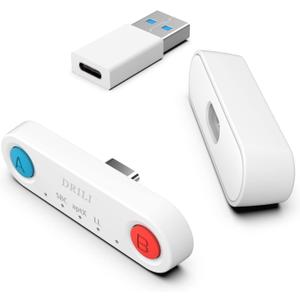 PS5 Bluetooth Audio Adapter, DRILI Low Latency Bluetooth Audio Transmitter, USB C Headphone Adapter with aptX Low Latency Support for PS4/PS5/Switch/PC, and Included USB C to USB Adpater (White - Upgraded)