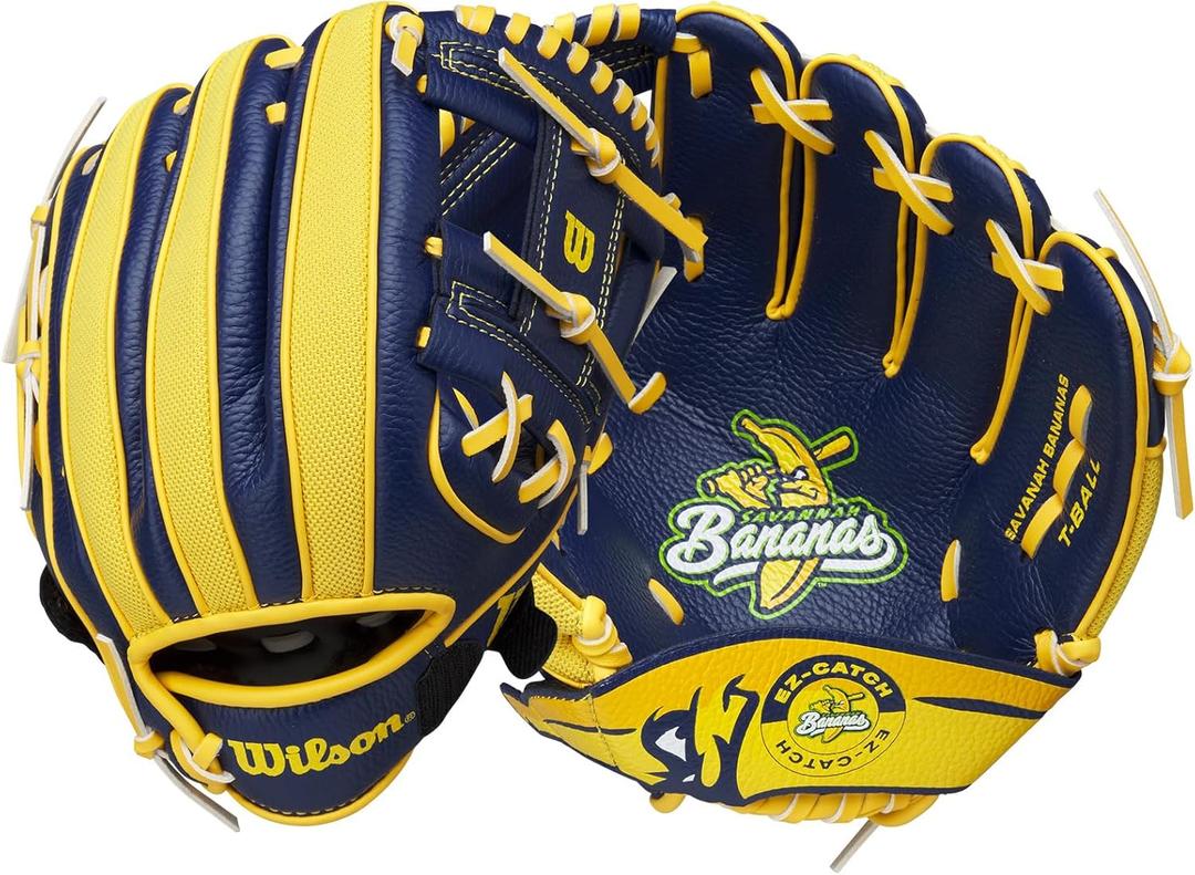 Wilson A200 Youth Baseball Gloves (10", Navy/Yellow)