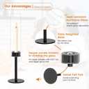 Black Taper Candle Holder Set with Glass Hurricane  Modern Candlestick Holders for Dining Room, Premium Gift Set for Wedding, Fall Centerpieces for Tables, Warmly Gift for Home Decor, Christmas Decor