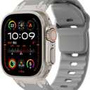 Sport Bands for Apple Watch Ultra 3 2 1, Size: 49 46 45 44 42mm (6.5‘’-8.3‘’), Women Men,Rugged Wide Silicone Waterproof Wristbands with Metal Adapter Strap