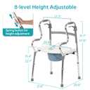 ELENKER 6 in 1 Shower Chair, Folding Walker, Bedside Commode Chair, Stand Up Aid, Toilet Safety Rails and Raised Toilet Seat