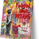 Banksy Wall Art - Canvas Street Graffiti Art Print Inspirational Quotes for Living Room, Bedroom, Bathroom, Office Wall Decor, 40x60cm/16x24in (24L" x 16W", with frame-1)