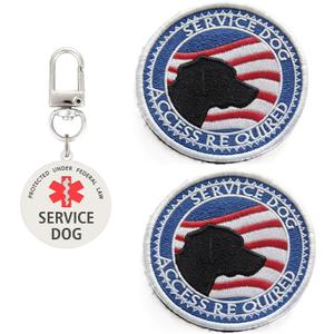 3 x Service Dog Tag, Service Dog Access Required Patch, Hook & Loop for Dog Vest Harness(14) (Medium)