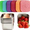 6Pack Stainless Steel Snack Containers for Kids, 6oz Easy Open Sauce Leak Proof Small Food Storage Container with Silicone Lids, Stackable Metal Toddler Lunch Box for Daycare, School and Travel