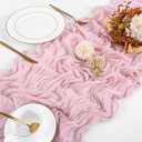 10 Pack Light Pink Cheesecloth Table Runner 17x108 Inch Boho Gauze Cheese Cloth Table Runners for Wedding Party Baby Shower Birthday Home Decor