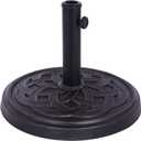 Backyard Expressions Round Patio Umbrella Base  Heavy Duty Resin-Coated Calcium Carbonate Stand with Adjustable Pole Adapters Fits 1.5"2" Poles, Weather-Resistant