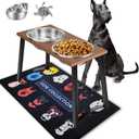 Elevated Dog Bowls for X-Large & Large Dogs  16" Tall Raised Dog Bowl Stand with 2 XL Stainless Steel Bowls & Slow Feeder, 3000ML Capacity, Spill-Proof Mat Included