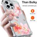 Pink Lily Flowers Phone Case for iPhone 16 PRO Pink Lily Case Cover Clear Phone Case Four Corner Reinforced Shockproof Girly Women Phone Cover Transparent Case