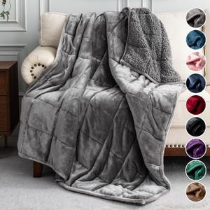 Uttermara Weighted Blanket Queen Size 15lbs 60x80 inches with Soft Plush Fleece, Cozy Warm Sherpa Snuggle Thick Heavy Blanket Great for Sleep and Calming, Grey (60" x 80" 15lbs)